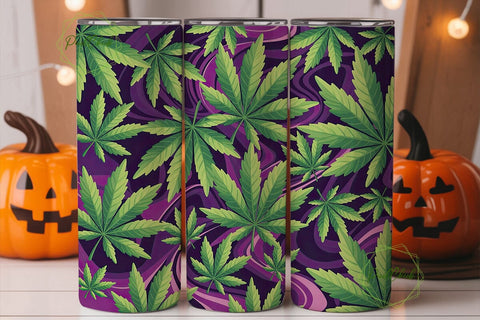 Purple Weed Leaf 20oz Tumbler Wrap Sublimation PixelChick 