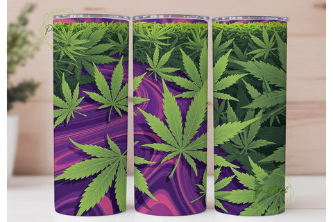 Purple Weed Leaf 20oz Tumbler Wrap Sublimation PixelChick 