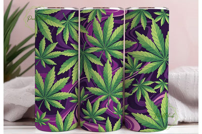 Purple Weed Leaf 20oz Tumbler Wrap Sublimation PixelChick 