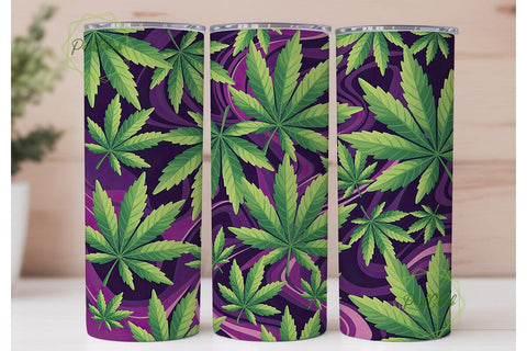 Purple Weed Leaf 20oz Tumbler Wrap Sublimation PixelChick 