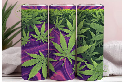 Purple Weed Leaf 20oz Tumbler Wrap Sublimation PixelChick 
