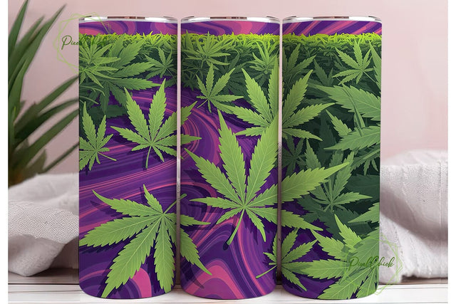 Purple Weed Leaf 20oz Tumbler Wrap Sublimation PixelChick 
