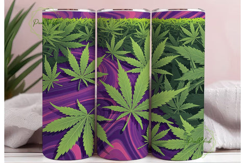 Purple Weed Leaf 20oz Tumbler Wrap Sublimation PixelChick 