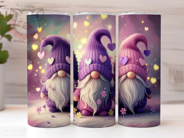 Purple Whimsical Gnome 20oz Tumbler, Whimsical Gnome Tumbler Wrap, 20oz Sublimation Tumbler, Boho Gnome Design, Cute Fantasy Gnome Tumbler, Rustic Gnome Tumbler, Floral Gnome Tumbler Sublimation Lara' s Designs 