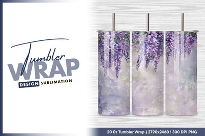 Purple wisteria watercolor texture background tumbler png Sublimation Regulrcrative 