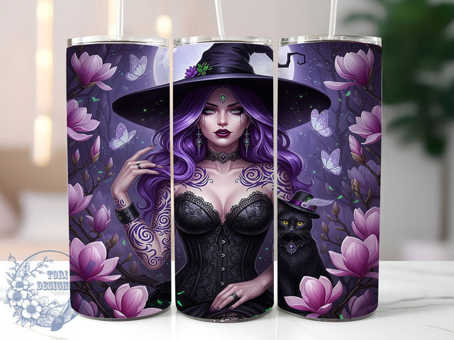 Purple Witchy Halloween Magic Tumbler, Witchy Tumbler Wrap, 20oz Sublimation, Purple Halloween Cup, Witch Drinkware, Spooky Tumbler Design, Magic Tumbler Wrap Sublimation ToriDesigns 
