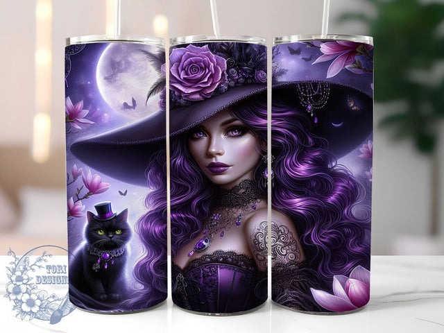 Purple Witchy Halloween Magic Tumbler, Witchy Tumbler Wrap, 20oz Sublimation, Purple Halloween Cup, Witch Drinkware, Spooky Tumbler Design, Magic Tumbler Wrap Sublimation ToriDesigns 