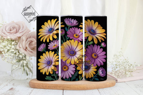 Purple & Yellow Floral 20oz Tumbler Wrap Sublimation sassyprint 