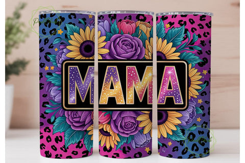 Purple Yellow Sunflower Mama Tumbler Sublimation PixelChick 