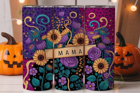 Purple Yellow Sunflower Mama Tumbler Sublimation PixelChick 
