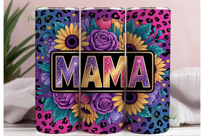 Purple Yellow Sunflower Mama Tumbler Sublimation PixelChick 