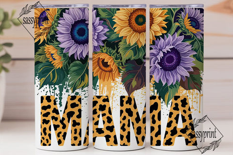 Purple Yellow Sunflower MAMA Tumbler Sublimation sassyprint 