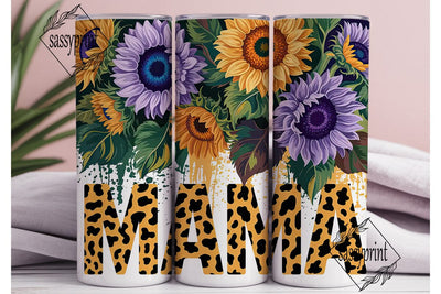 Purple Yellow Sunflower MAMA Tumbler Sublimation sassyprint 