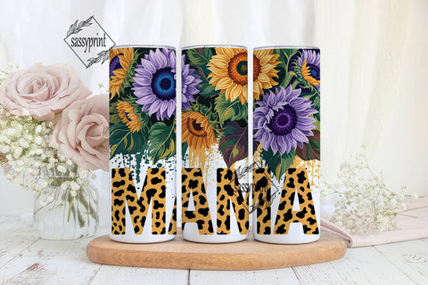Purple Yellow Sunflower MAMA Tumbler Sublimation sassyprint 