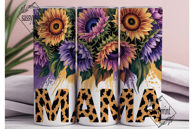 Purple Yellow Sunflower MAMA Tumbler Sublimation sassyprint 