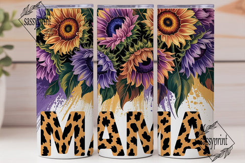Purple Yellow Sunflower MAMA Tumbler Sublimation sassyprint 