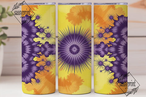 Purple Yellow Tie Dye Tumbler Wrap PNG Sublimation sassyprint 