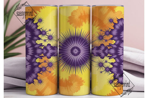 Purple Yellow Tie Dye Tumbler Wrap PNG Sublimation sassyprint 