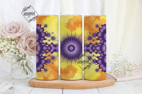 Purple Yellow Tie Dye Tumbler Wrap PNG Sublimation sassyprint 