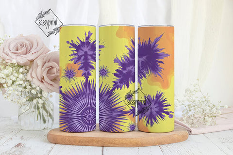 Purple Yellow Tie Dye Tumbler Wrap PNG Sublimation sassyprint 