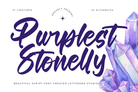 Purplest Stonelly - Beautiful Script Font Font Letterena Studios 