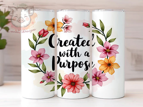 Purposeful Tumbler, Bible Verse Drinkware, Christian Gift, Inspirational Mug, Faith-Based Sublimation, 20oz Tumbler Wrap, Motivational Tumbler Sublimation Lara' s Designs 