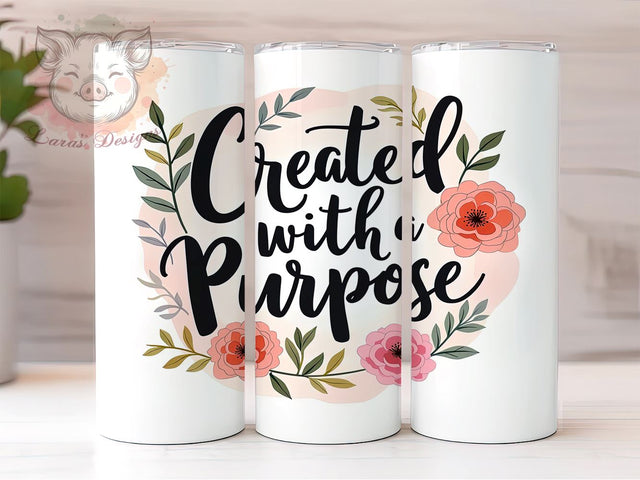 Purposeful Tumbler, Bible Verse Drinkware, Christian Gift, Inspirational Mug, Faith-Based Sublimation, 20oz Tumbler Wrap, Motivational Tumbler Sublimation Lara' s Designs 