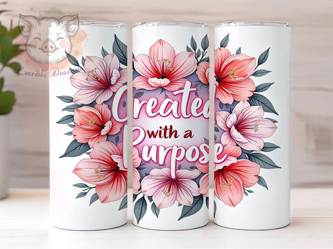 Purposeful Tumbler, Bible Verse Drinkware, Christian Gift, Inspirational Mug, Faith-Based Sublimation, 20oz Tumbler Wrap, Motivational Tumbler Sublimation Lara' s Designs 