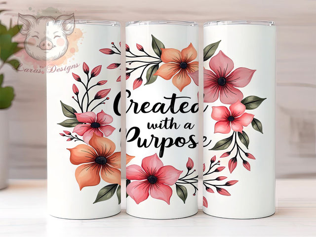 Purposeful Tumbler, Bible Verse Drinkware, Christian Gift, Inspirational Mug, Faith-Based Sublimation, 20oz Tumbler Wrap, Motivational Tumbler Sublimation Lara' s Designs 
