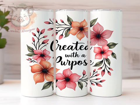 Purposeful Tumbler, Bible Verse Drinkware, Christian Gift, Inspirational Mug, Faith-Based Sublimation, 20oz Tumbler Wrap, Motivational Tumbler Sublimation Lara' s Designs 