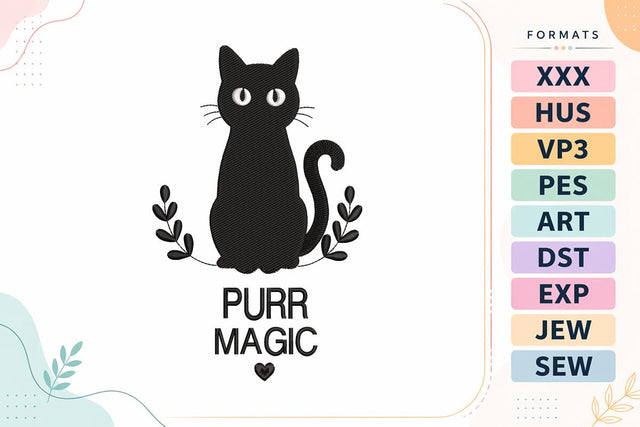 Purr Magic Black Cat Embroidery Embroidery/Applique DESIGNS sg embroidery 