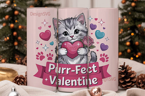 Purrfect Valentine 20oz Tumbler Wrap Sublimation DesignSVG 