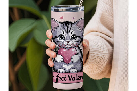 Purrfect Valentine 20oz Tumbler Wrap Sublimation DesignSVG 