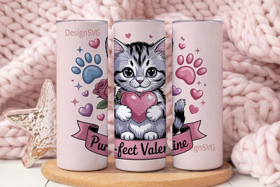 Purrfect Valentine 20oz Tumbler Wrap Sublimation DesignSVG 