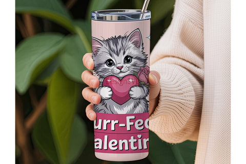 Purrfect Valentine 20oz Tumbler Wrap Sublimation DesignSVG 