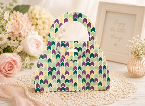 Purse Treat Box SVG - No Glue Gift Bag Template for Favors - Cute 3D Paper Handbag Pochette Box Cricut Cut File SVG DreamingSVG 
