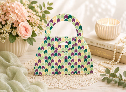 Purse Treat Box SVG - No Glue Gift Bag Template for Favors - Cute 3D Paper Handbag Pochette Box Cricut Cut File SVG DreamingSVG 