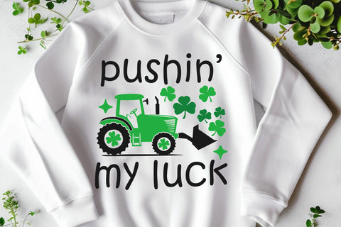 Pushin' My Luck Svg | Boys St Patricks Day Svg | Tractor Svg SVG TonisArtStudio 