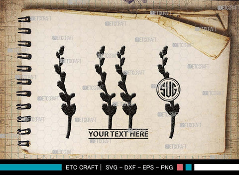 Pussy Willow Monogram, Pussy Willow Silhouette, Pussy Willow SVG, Spring Nature Svg, Grass Svg, Flower Svg, Pussy Willow Icon Svg, SB00527 SVG ETC Craft 