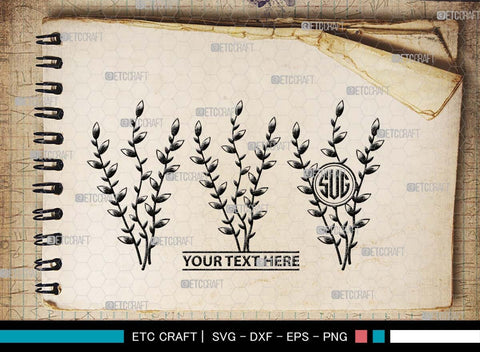 Pussy willow Monogram, Pussy Willow Silhouette, Pussy Willow SVG, Spring Nature Svg, Grass Svg, Flower Svg, Pussy Willow Icon Svg, SB00527 SVG ETC Craft 