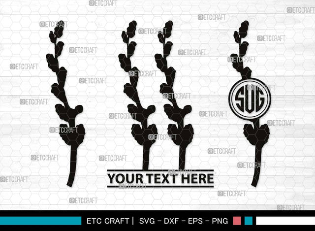 Pussy Willow Monogram, Pussy Willow Silhouette, Pussy Willow SVG, Spring Nature Svg, Grass Svg, Flower Svg, Pussy Willow Icon Svg, SB00527 SVG ETC Craft 