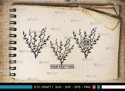 Pussy willow Monogram, Pussy Willow Silhouette, Pussy Willow SVG, Spring Nature Svg, Grass Svg, Flower Svg, Pussy Willow Icon Svg, SB00527 SVG ETC Craft 