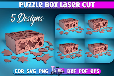 Puzzle Box Laser Cut | Baby Game Design Laser Cut Design | CNC Files SVG The T Store Design 