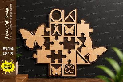 Puzzle Butterfly Grid laser cut svg File SVG Regulrcrative 