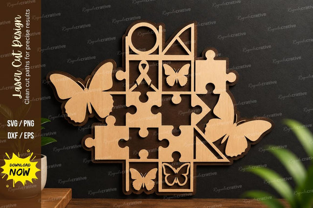 Puzzle Butterfly Grid laser cut svg File SVG Regulrcrative 
