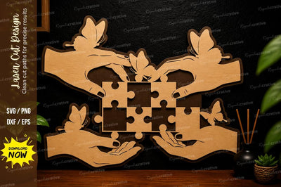 Puzzle Hand Design laser cut svg File SVG Regulrcrative 