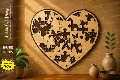 Puzzle Heart Decor laser cut svg File SVG Regulrcrative 