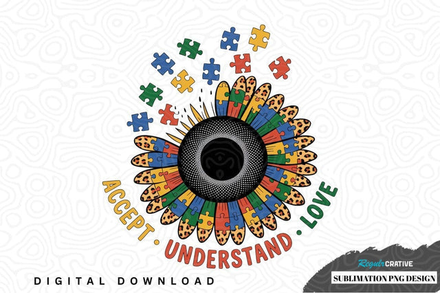 Puzzle piece autism awareness sublimation design Sublimation Regulrcrative 