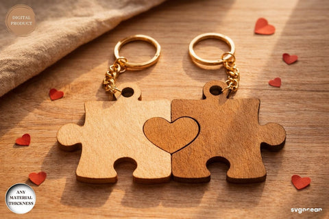 Puzzle Pieces Couple Keychains SVG Bundle SVG SvgOcean 