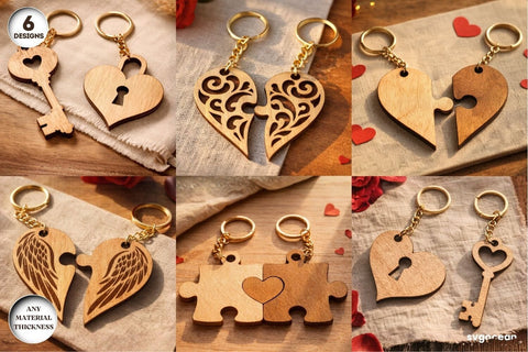 Puzzle Pieces Couple Keychains SVG Bundle SVG SvgOcean 